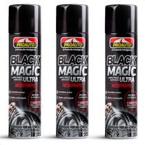 Kit 3 Limpa Pneus Aerosol Black Magic Proauto 400ml