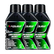 Kit 3 Limpa Radiador Koube Orgânico 450ml Limpeza Sistema de Arrefecimento Remove Ferrugem Incrustações e Resíduos Protege Radiador e Motor