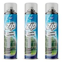Kit 3 limpa vidros desengordura e protege sem manchas spray zip 400ml my place