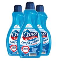 Kit 3 Limpa Vidros Refil Casa & Limpeza CasaKm 500ml Cada