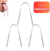 kit 3 Limpador de Língua Raspador Aço Inox Higiene Bucal contra mau hálito kit 3 Limpador de Língua Raspador Aço Inox Higiene Bucal contra mau hálito