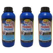 Kit 3 limpador pedras piscina azulejo marmore granito allchem 1l