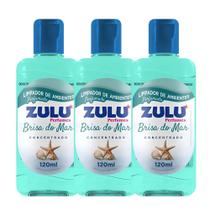 Kit 3 Limpador Perfumado de Ambientes Concentrado Brisa do Mar Zulu 120ml