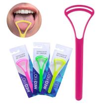 Kit 3 Limpadores Higienização De Língua Remoção De Bactérias