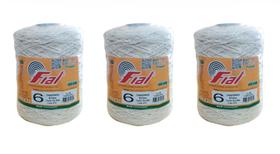 Kit 3 Linhas De Croche Barbantes Nº6 Cor Cru Fial Premium