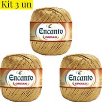 Kit 3 Linhas Encanto Dourada 128 metros Círculo para Crochê, Tricô e Bordado Kit 3 Linhas Encanto Dourada 128 metros Círculo para Crochê, Tricô e Bordado