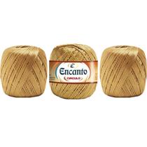 Kit 3 Linhas Encanto Fio Dourado 128 metros e 100 Gramas Círculo para Crochê, Tricô e Artesanato - Circulo