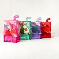 Kit 3 lip balm hidratante para lábios caixa de suco de frutas fofinho brilho natural