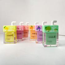 Kit 3 lip gloss caixinha de suco vitamina E cheiro suave de frutinha novidade