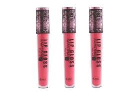 Kit 3 Lip Gloss Hi. Cor 4 Rosa Chiclete 4ml - Ramona Make Up Kit 3 Lip Gloss Hi. Cor 4 Rosa Chiclete 4ml - Ramona Make Up