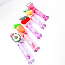 Kit 3 lip gloss infantil com anelzinho de frutinhas divertidas fácil aplicação
