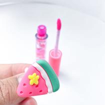Kit 3 lip gloss infantil com anelzinho de frutinhas divertidas fashion
