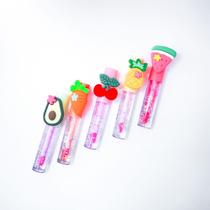 Kit 3 lip gloss infantil com anelzinho de frutinhas divertidas