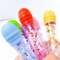 Kit 3 lip gloss microfone com glitter brilho labial decorado cremoso