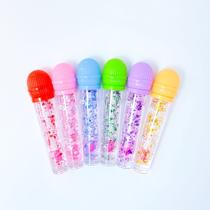Kit 3 lip gloss microfone com glitter brilho labial decorado incolor