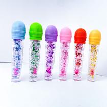 Kit 3 lip gloss microfone com glitter brilho labial decorado longa duração