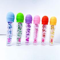 Kit 3 lip gloss microfone com glitter brilho labial fofo