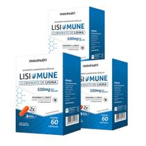 Kit 3 Lisimune Cloridrato de Lisina + Zinco 60 Cápsulas Maxinutri