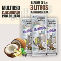 Kit 3 Litros 3 unidades Sachet Limpador Multiuso Concentrado p/ Diluir MultiMais 35ml - Coco e Bauni