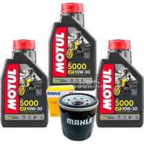 Kit 3 Litros de Óleo Motor Motul 5000+ 10w30 + Filtro Óleo para Honda 6017A