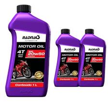 Kit 3 Litros Oleo 20w50 4t Motos Mineral Original