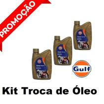 Kit 3 Litros Óleo Gulf 15W50 100% Sintético Premium Motos 4T