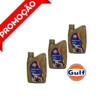 Kit 3 Litros Óleo Gulf 15W50 100% Sintético Premium Motos 4T