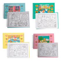 Kit 3 Livro De Colorir Caderno Desenho Capa Dura Com Caneta