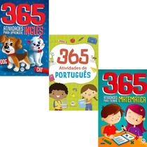Kit 3 Livros 365 Atividades Educativas Passatempo Matemática Português Inglês