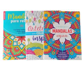 Kit 3 Livros Arteterapia Colorir Inspirar Desenhos Mandalas