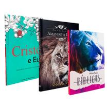 Kit 3 Livros Cristo e Eu - Discipulado + Minhas Anotações Bíblicas - Leão Color + Amando a Deus - Livraria Cristã Emmerick
