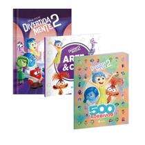 Kit 3 Livros de Atividades 500 Adesivos Divertida Mente 2 + Pop Capa Dura Divertida Mente 2 + Arte e Cor Divertida Mente 2 - Culturama