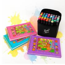 Kit 3 Livros de Colorir Bobbie Goods + 36 Canetas Dupla Brush Arte Criativa