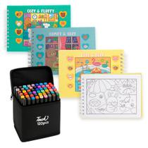 Kit 3 Livros De Colorir Infantil Comfy e Cozy 120 Canetinhas Kit 3 Livros De Colorir Infantil Comfy e Cozy 120 Canetinhas