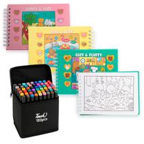 Kit 3 Livros De Colorir Infantil Comfy e Cozy 120 Canetinhas Kit 3 Livros De Colorir Infantil Comfy e Cozy 120 Canetinhas
