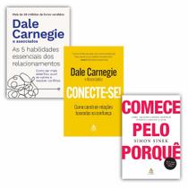 Kit 3 Livros físicos, As 5 habilidades essenciais dos relacionamentos + Conecte-se! + Comece Pelo Porquê, Dale Carnegie