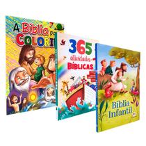 Kit 3 Livros Infantil Bíblia Infantil + 365 Atividades Bíblicas + A Bíblia para Colorir