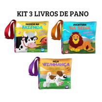 Kit 3 livros infantis de Pano - Bebê Feliz