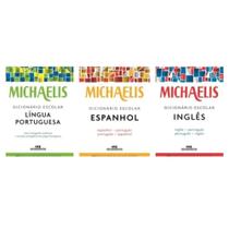 Kit 3 Livros Michaelis Dicionário Português, Espanhol e Inglês