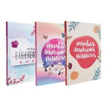 Kit 3 Livros Minhas Anotações Bíblicas 03 Capas - Borboletas + Boho + Aquarela Kit 3 Livros Minhas Anotações Bíblicas 03 Capas - Borboletas + Boho + Aquarela