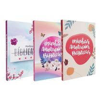 Kit 3 Livros Minhas Anotações Bíblicas 03 Capas - Borboletas + Boho + Aquarela