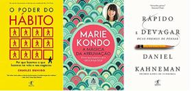 Kit 3 livros o poder do habito + magica da arrumação + rapido e devagar - Objetiva
