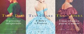 Kit 3 livros tessa dare spindle cover uma chance para o amor + o presente inesperado + a bela e o ferreiro