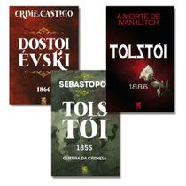 Kit 3 livros Tolstói + Dostoiévski Clássicos Russos Crime e Castigo + Sebastopol + A morte de Ivan Ilitch Romance