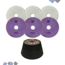 Kit 3 Lixa+Rebolo P/ pedra de marmore