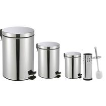 Kit 3 Lixeira 12 LTS, 3LTS,5 LTS Com Escova Sanitária e Dispenser Inox - Clink