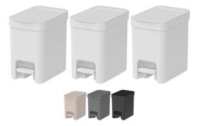Kit 3 Lixeira Banheiro Cozinha 6 Litros Com Pedal Trium Ou