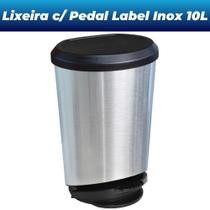 Kit 3 Lixeira Cesto 10L Tipo Inox c/ Tampa e Pedal Plástico Escritório Banheiro Cozinha
