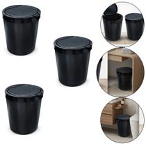Kit 3 Lixeira Cozinha Banheiro 10 Lts Com Tampa click Cor Preta Kit 3 Lixeira Cozinha Banheiro 10 Lts Com Tampa click Cor Preta
