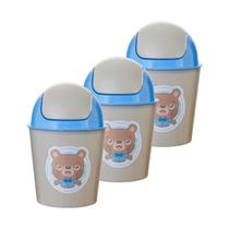 Kit 3 Lixeira Multiuso 3L Com Tampa Basculante Baby Usual